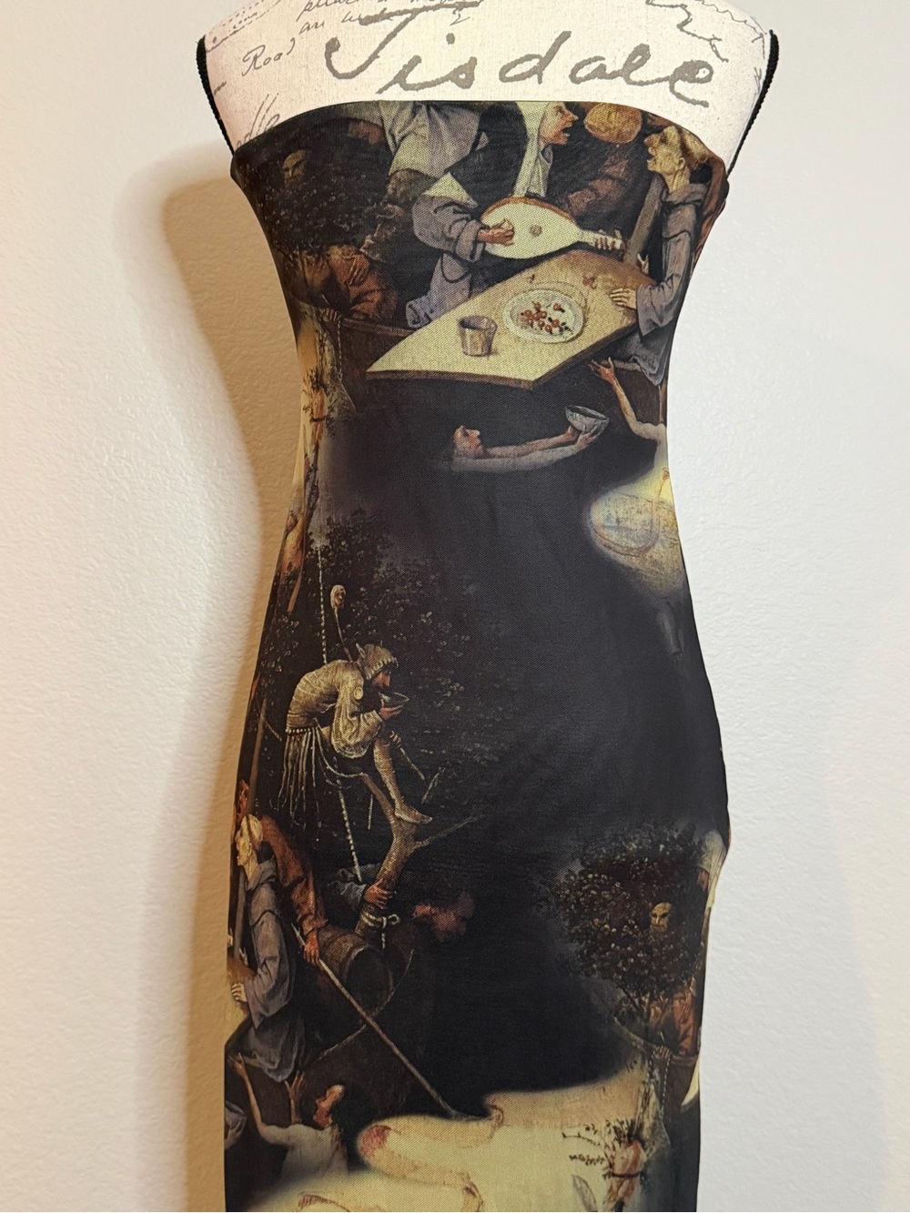 Zara Hieronymus Bosch Ship of Fools Mesh Midi Dress XS Art Print - Picture 6 of 10